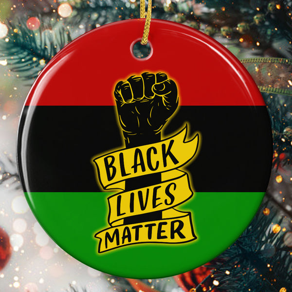 Black Lives Matter Ornament - African Pride Bauble - Raised Fist Ornament - Equal Rights Keepsake