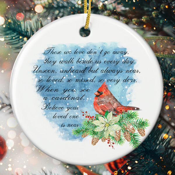 In Memory Ornament - Cardinal Memorial Ornament - Bereavement Ornament - Christmas Sympathy Gift