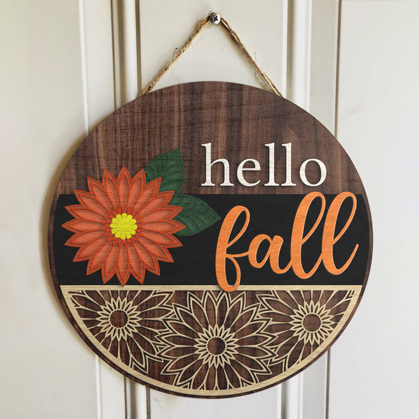 Hello Fall - Sunflower Door Sign - Autumn Door Wreath Hanger - Fall Home Decoration