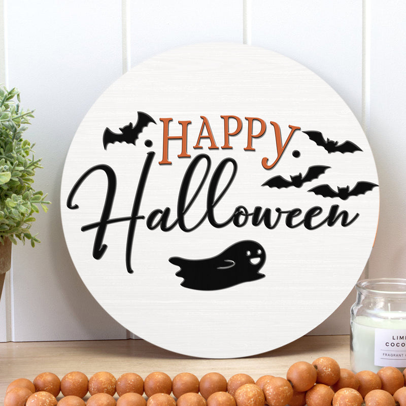 Happy Halloween - Fall Porch Sign - Autumn Wooden Door Hanger Decor - Thanksgiving Gift