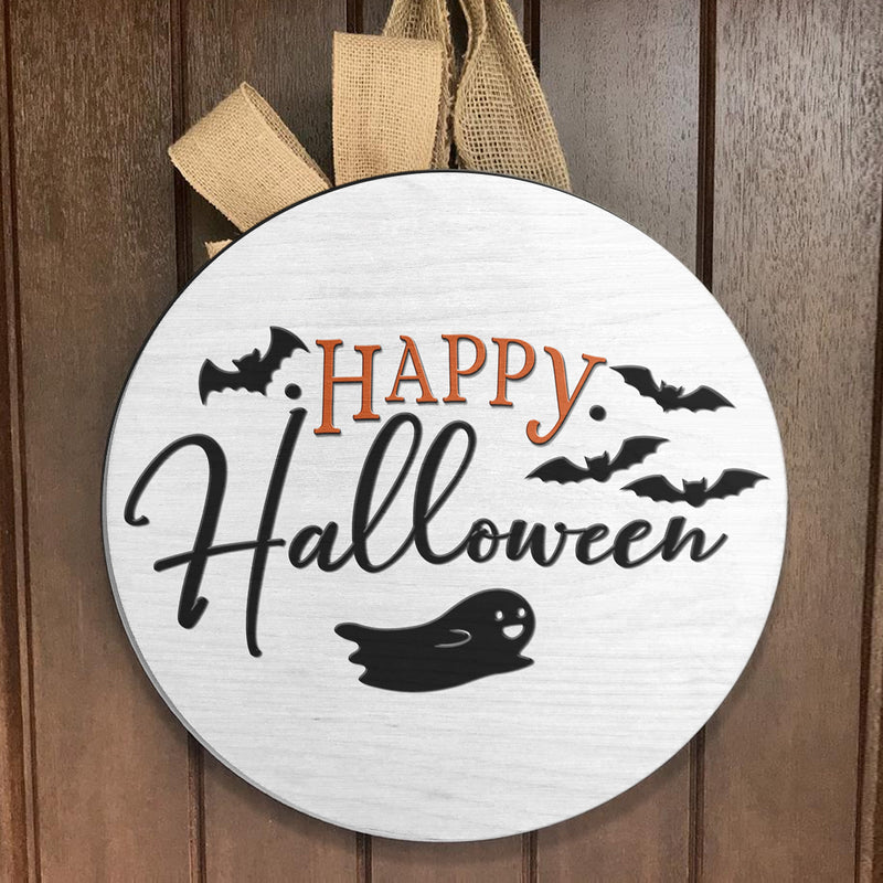 Happy Halloween - Fall Porch Sign - Autumn Wooden Door Hanger Decor - Thanksgiving Gift