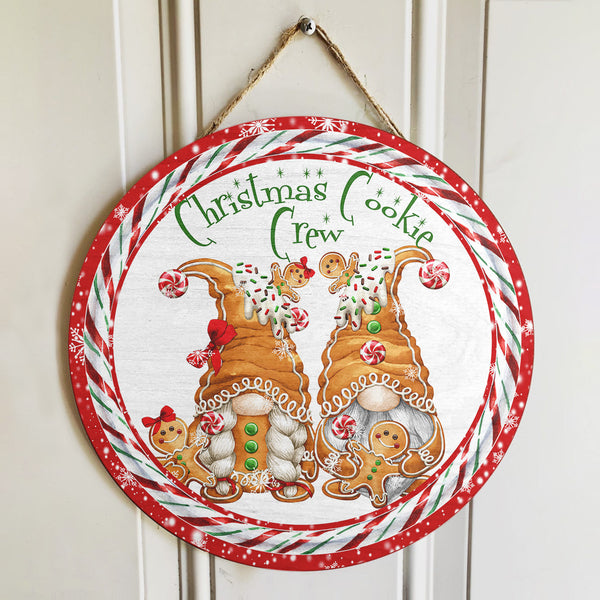 Xmas Cookies Crew - Gnome Decor - Merry Christmas Door Wreath Hanger Sign