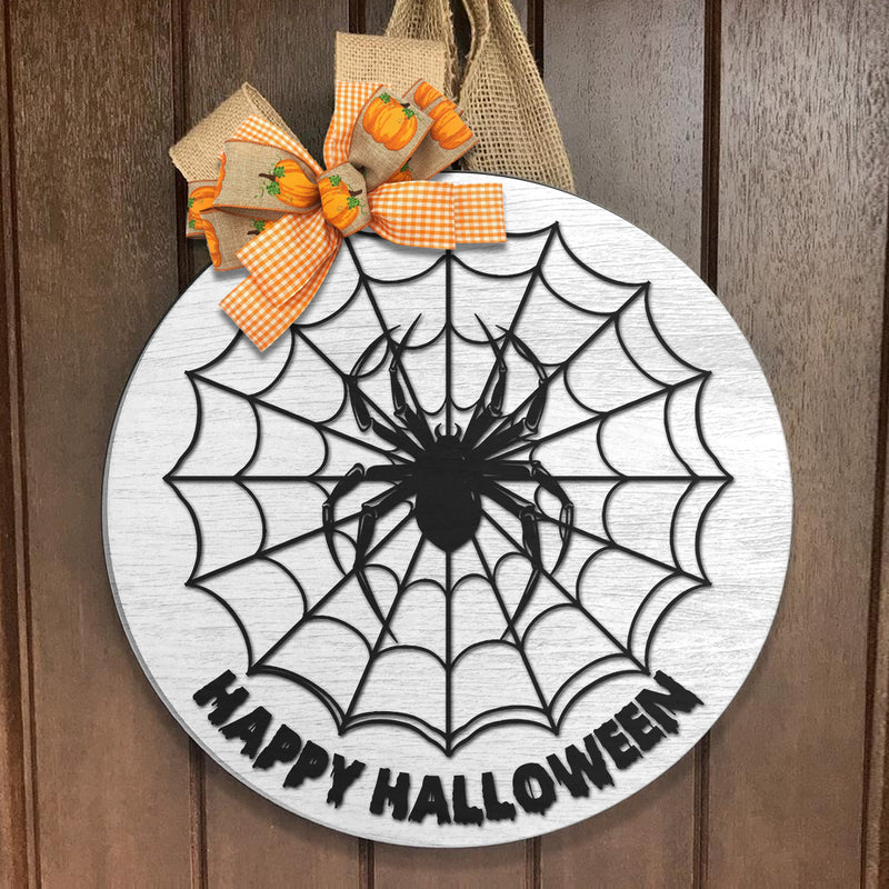 Happy Halloween - Spiderweb - Horrible Halloween Door Hanger - Autumn House Decor - Fall Gift