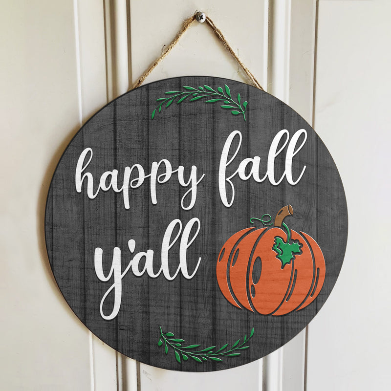 Happy Fall Y'all - Pumpkin Wreath Decor - Door Hanger Welcome Sign - Autumn Thanksgiving Gift