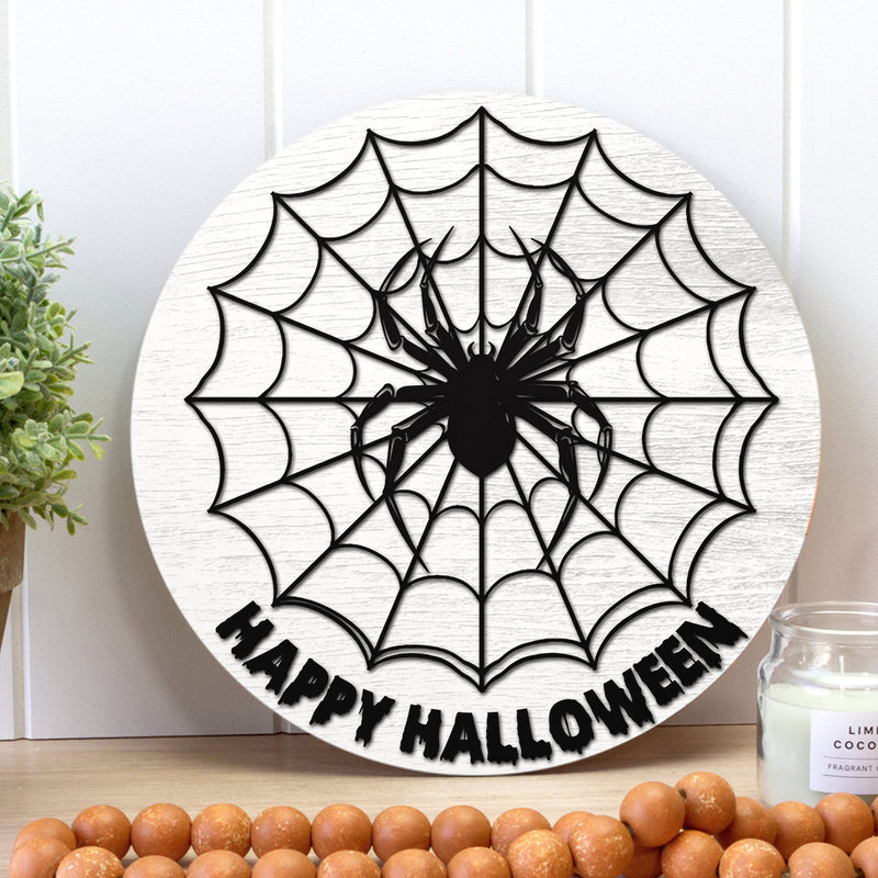 Happy Halloween - Spiderweb - Horrible Halloween Door Hanger - Autumn House Decor - Fall Gift