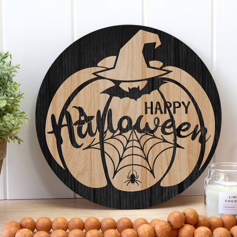 Happy Halloween - Pumpkins Patch Sign - Spiderweb Door Hanger - Autumn House Decoration