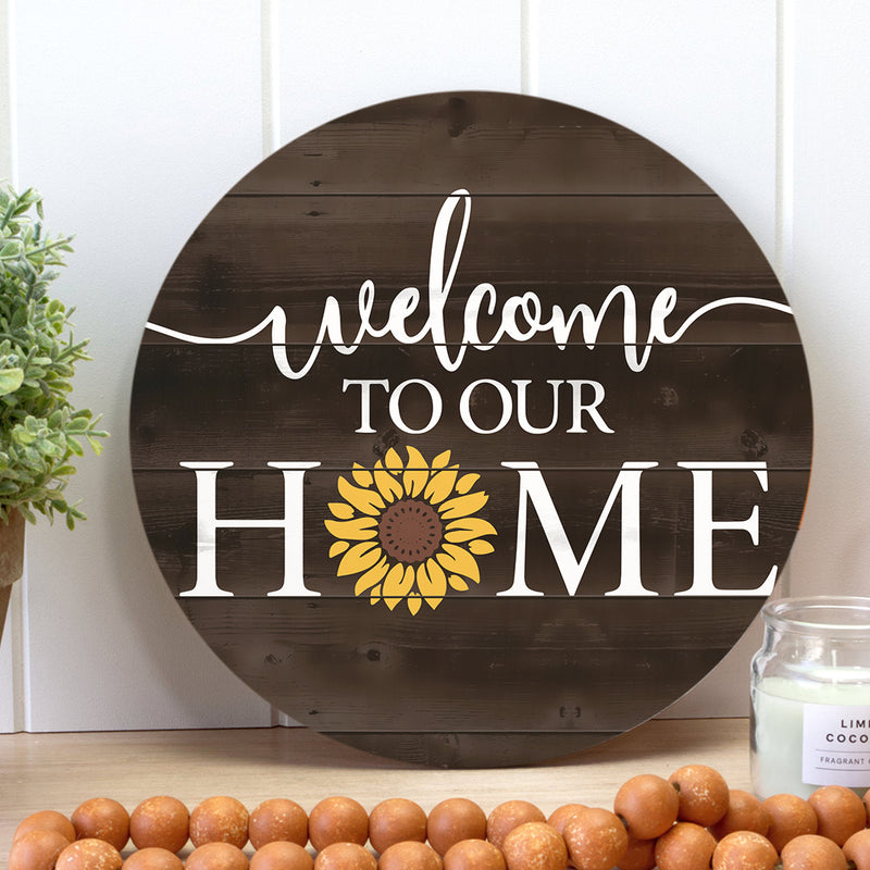 Welcome To Our Home - Cute Sunflower - Fall Door Wreath Hanger Decor - Autumn Gift