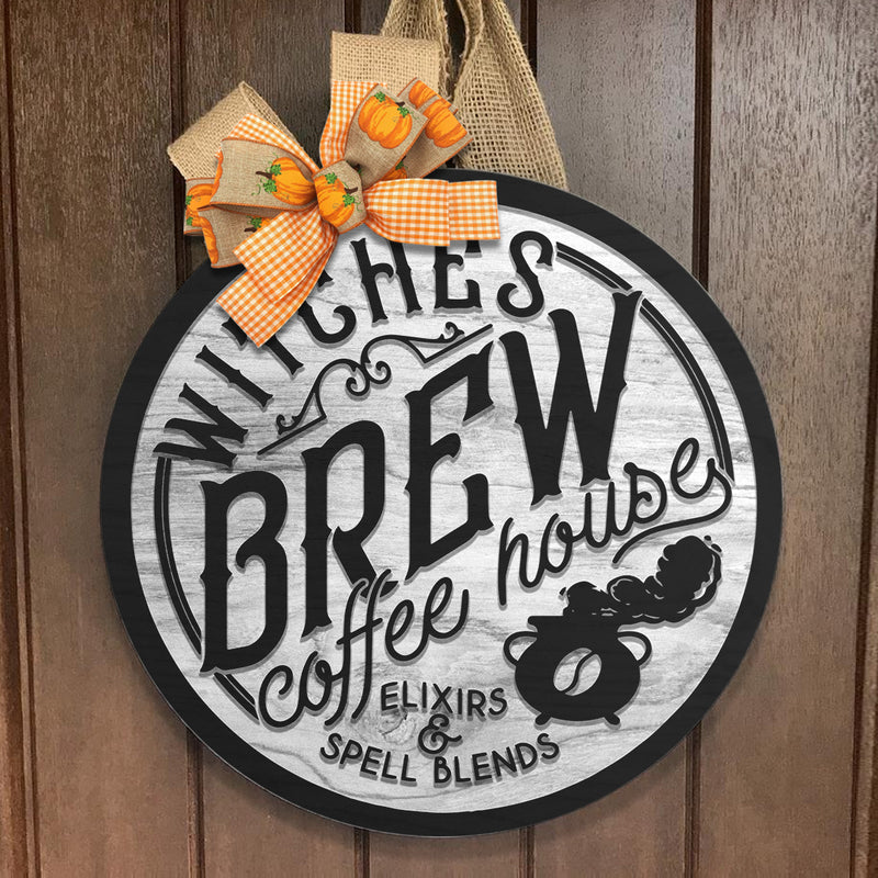 Witches Brew Coffee House - Halloween Rustic Door Sign - Halloween Coffee Bar Decoration