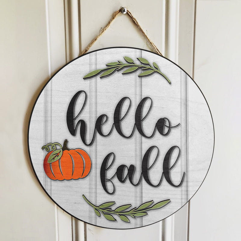 Hello Fall - Pumpkin Patch Sign - Halloween Door Hanger - Fall Door Wreath Home Decor