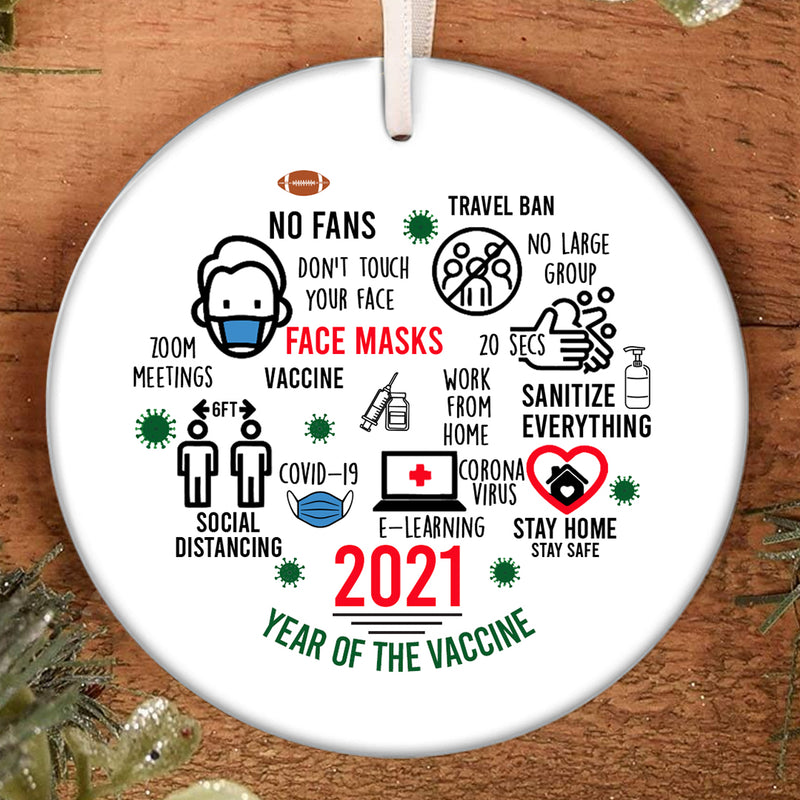 2021 Year Of The Vaccine - Pandemic Xmas Ornament - 2021 Keepsake Bauble - 2021 Review - Christmas Decor