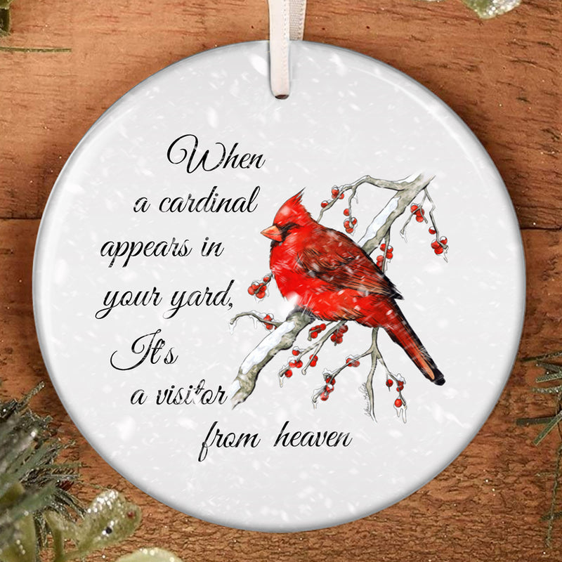 A Visitor From Heaven - Red Cardinal Ornament - Remembrance Keepsake - Christmas Ornament - Memorial Gift