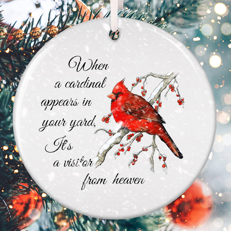 A Visitor From Heaven - Red Cardinal Ornament - Remembrance Keepsake - Christmas Ornament - Memorial Gift