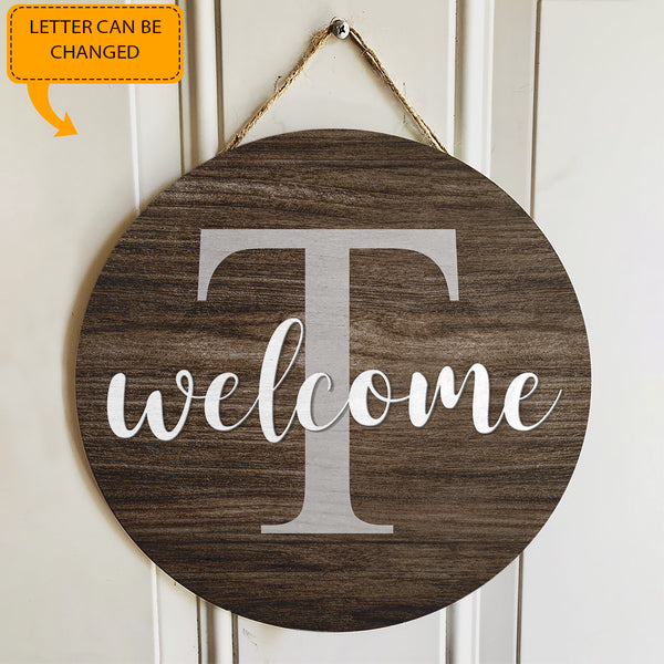 Personalized Custom Letter Monogram Door Hanger Sign - Rustic Wooden Front Door Decor