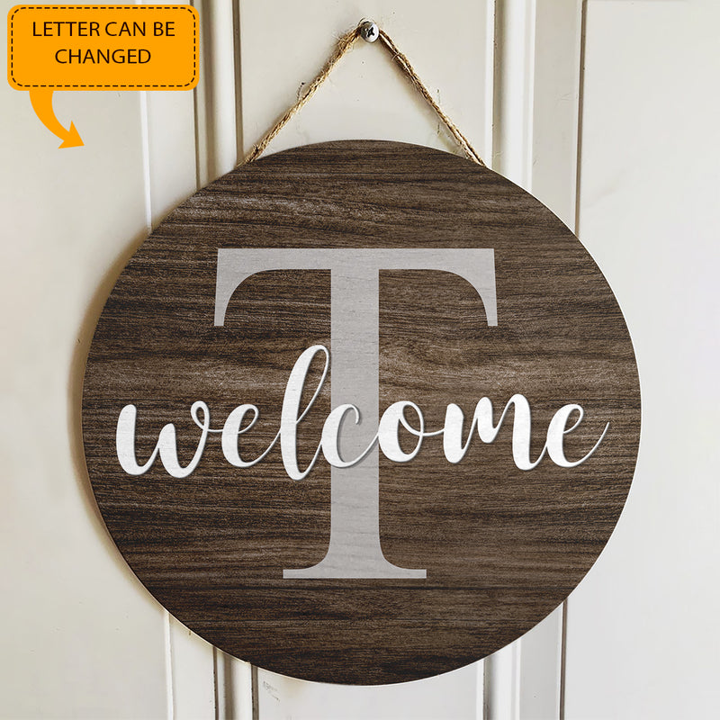 Personalized Custom Letter Monogram Door Hanger Sign - Rustic Wooden Front Door Decor