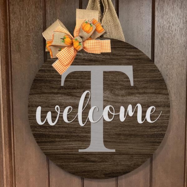 Personalized Custom Letter Monogram Door Hanger Sign - Rustic Wooden Front Door Decor