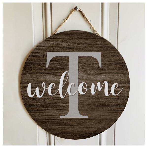 Personalized Custom Letter Monogram Door Hanger Sign - Rustic Wooden Front Door Decor