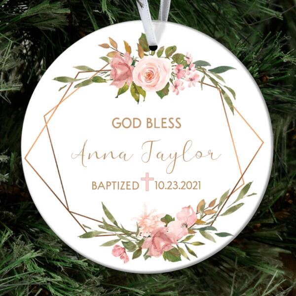 God Bless Christening In Cross Baptism - Christmas Gift - Personalized Custom Name Ornament