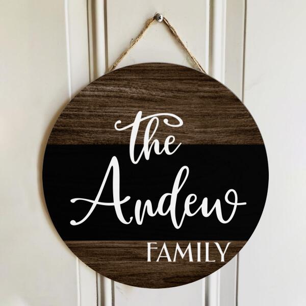 Rustic Wooden Door Wreath Hanger Sign - Personalized Family Name Home Housewarming Gift Decor