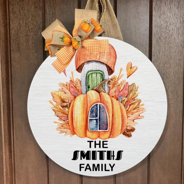 Pumpkin House - Personalized Custom Family Name Door Sign - Fall House Decor - Autumn Gift