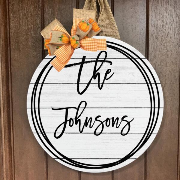 Welcome Sign - Personalized Custom Family Name Door Wreath Hanger Sign - Rustic Home Decor