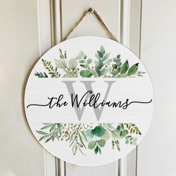 Personalized Custom Family Name Welcome Door Wreath Hanger Sign - Floral Style Home Decor