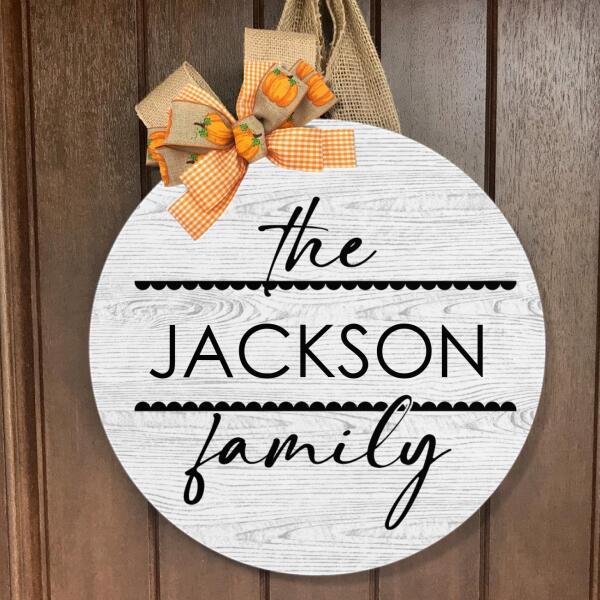 Personalized Family Name Front Door Hanger Sign - Housewarming Gift Door Wreath Home Decor