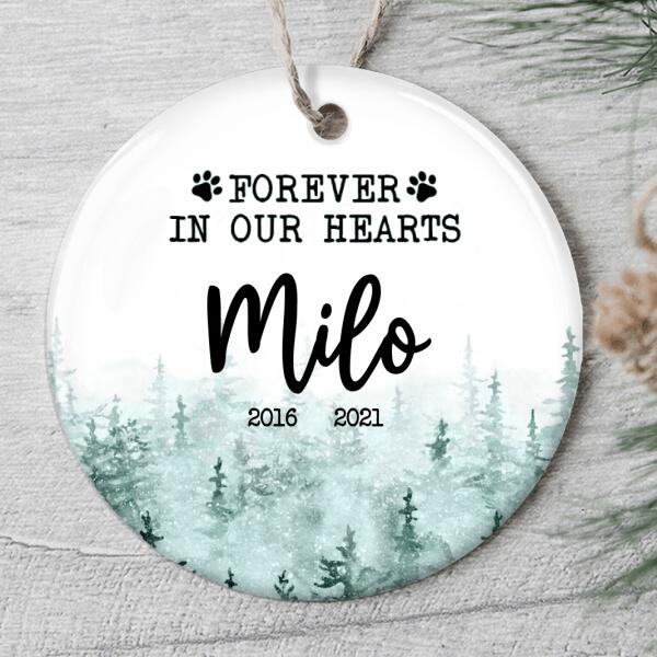 Forever In Our Hearts - Pet Loss Memorial Sympathy Gift - Personalized Custom Name Ornament