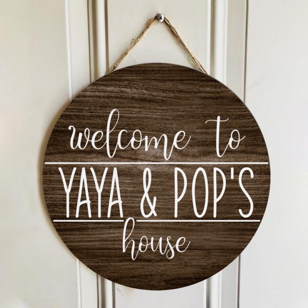 Welcome To House - Personalized Custom Family Name Door Hanger Sign - Housewarming Gift Decor