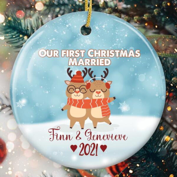 Our 1st Christmas Married Ornament - Personalized Couple Names - Xmas Gift For New Couple - Xmas Decor