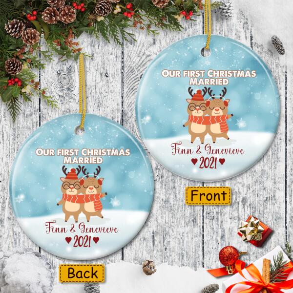 Our 1st Christmas Married Ornament - Personalized Couple Names - Xmas Gift For New Couple - Xmas Decor