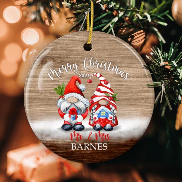 Loving Couple Gnome Merry Christmas - Personalized Custom Name Xmas Home Decor Ornament Gift