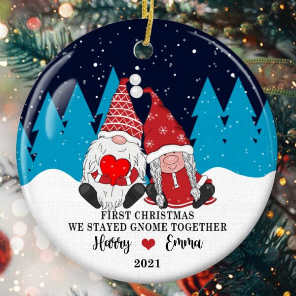 First Christmas We Stayed Gnome Together - Personalized Custom Names Xmas Decor Ornament