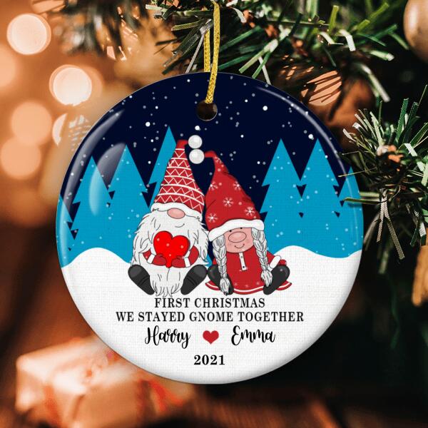 First Christmas We Stayed Gnome Together - Personalized Custom Names Xmas Decor Ornament