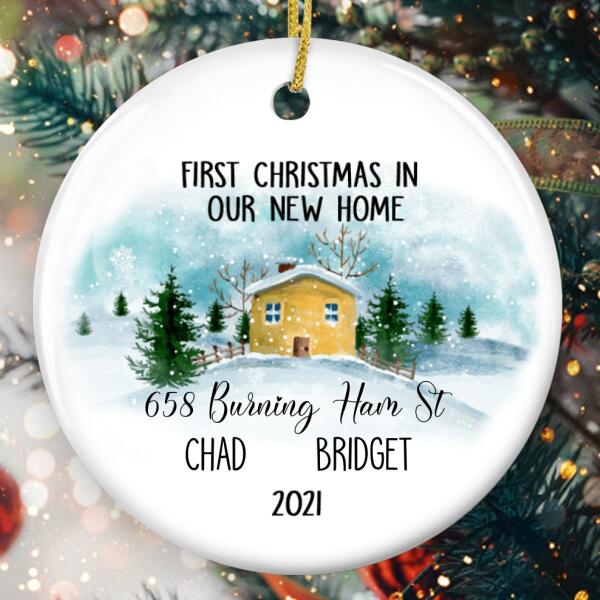 1st Christmas In Our New Home - Personalized Couple Names Ornament - Xmas Keepsake - Xmas Tree Decor