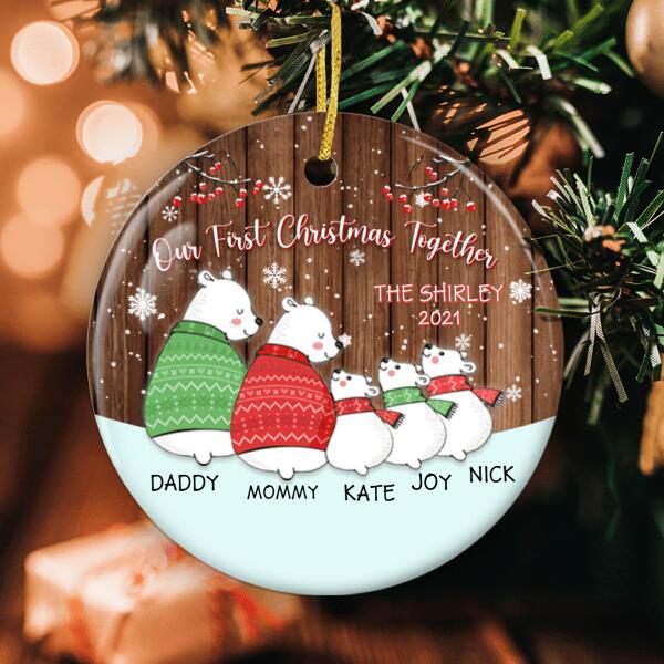 Our 1st Christmas Together - Personalized Bear Family Name Ornament - Family Christmas Gift