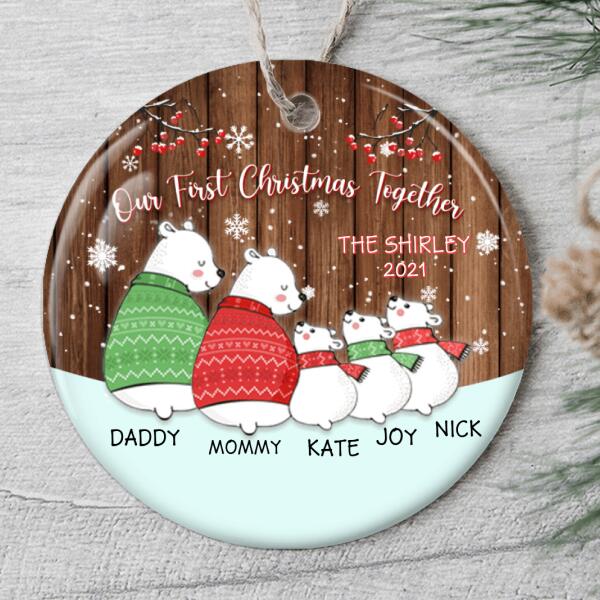 Our 1st Christmas Together - Personalized Bear Family Name Ornament - Family Christmas Gift