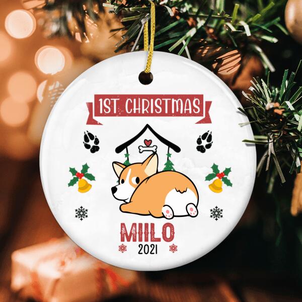 Dog 1st Christmas Ornament - Personalized Name - Dog Lovers Gift - Custom Dog Breeds - Christmas Decor