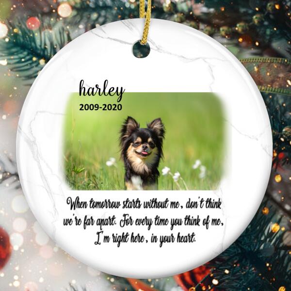 Custom Dog Memorial Ornament - Pet Bereavement Gift - Loss Of Pet Bauble - Keepsake Ornament