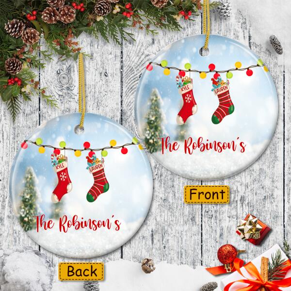 Personalized Family Member Christmas Ornament - Cute Socks Sign - Xmas Gift For Family - Custom Keepsake