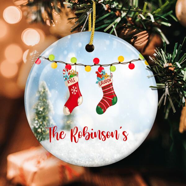 Personalized Family Member Christmas Ornament - Cute Socks Sign - Xmas Gift For Family - Custom Keepsake