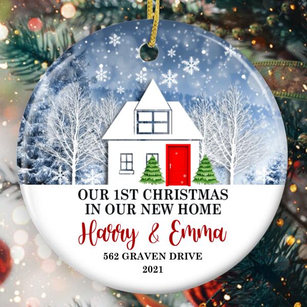 1st Christmas In Our New Home Ornament - Personalized Name & Address - 1st Xmas Bauble - Gift For New Couples