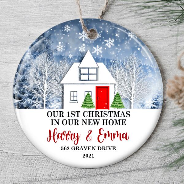 1st Christmas In Our New Home Ornament - Personalized Name & Address - 1st Xmas Bauble - Gift For New Couples