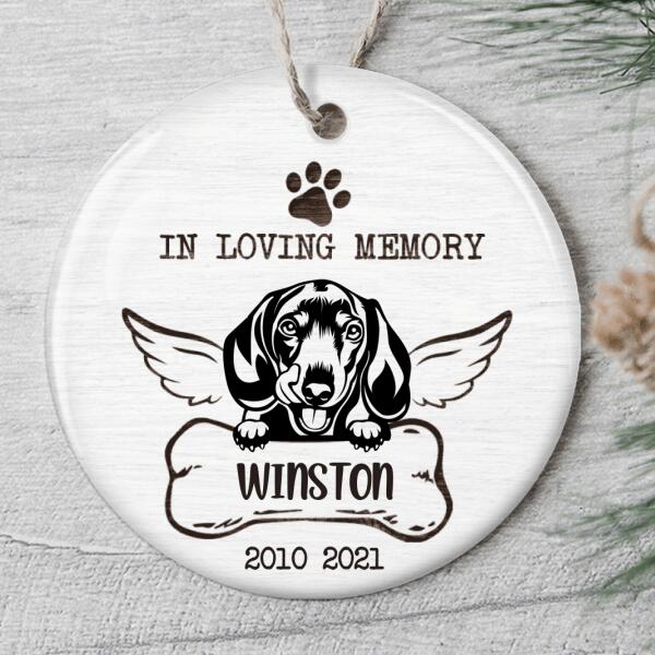 In Loving Memory Ornament - Personalized Dog Name - Memorial Ornament - Loss Of Dog Gift - Custom Dog Breeds