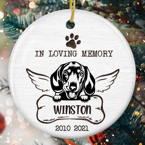 In Loving Memory Ornament - Personalized Dog Name - Memorial Ornament - Loss Of Dog Gift - Custom Dog Breeds