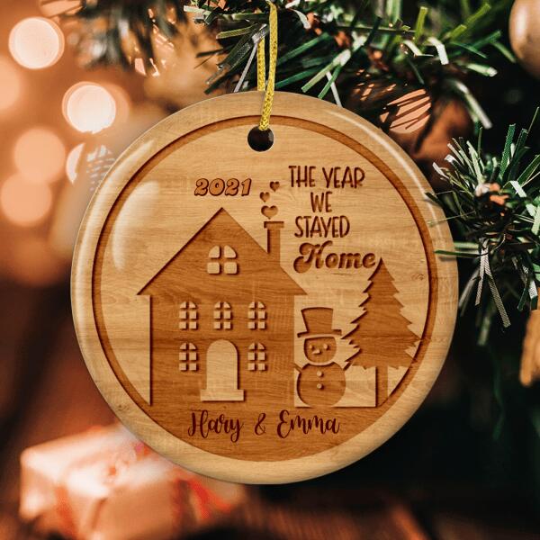 2021 The Year We Stayed Home - Lockdown Ornament - Personalized Couple Names - Pandemic Christmas Ornament