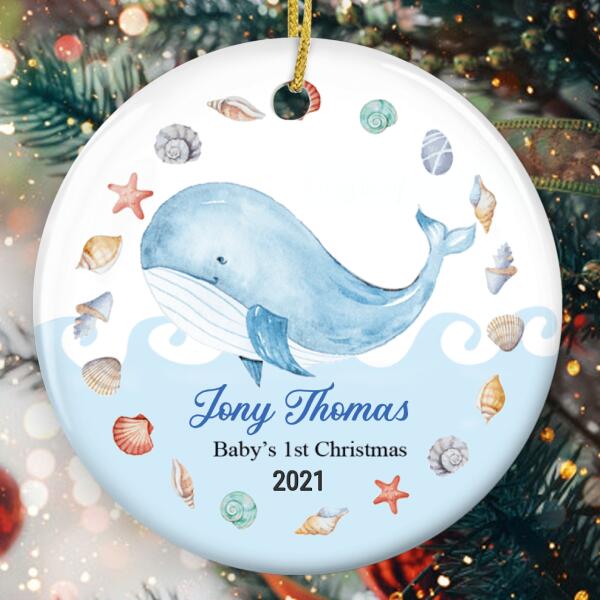 Baby Dolphin - Personalized Baby's First Christmas - Custom Christmas Ornament - Newborn Gift