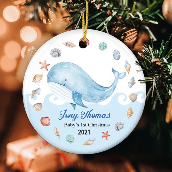 Baby Dolphin - Personalized Baby's First Christmas - Custom Christmas Ornament - Newborn Gift