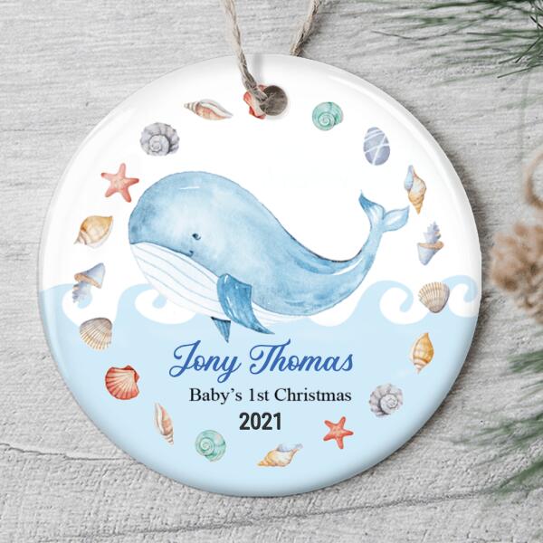 Baby Dolphin - Personalized Baby's First Christmas - Custom Christmas Ornament - Newborn Gift