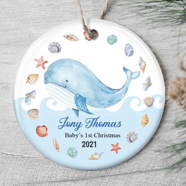 Baby Dolphin - Personalized Baby's First Christmas - Custom Christmas Ornament - Newborn Gift