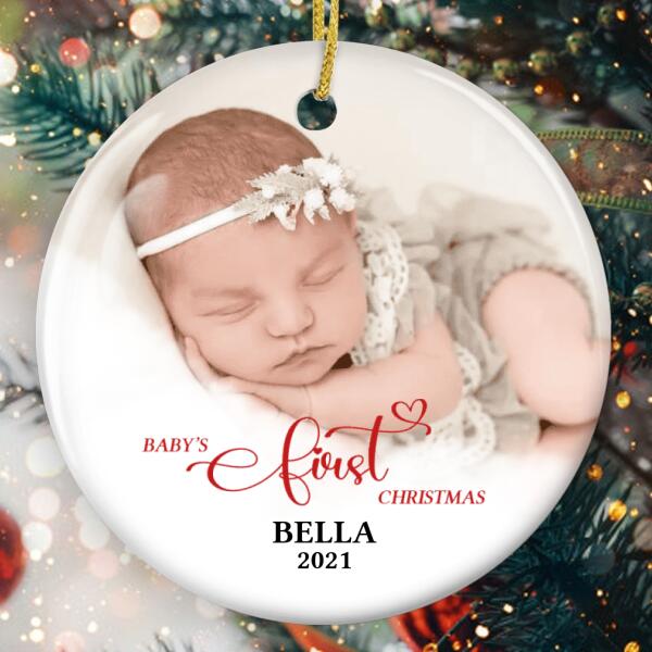 Baby's 1st Christmas Ornament - Personalized Photo Ornament - Baby Shower Gift - Xmas Gift For Baby